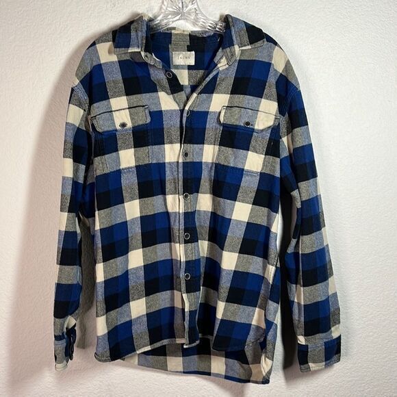 Jachs‎ Blue Plaid Long Sleeves Heavy Flannel Button Down Shirt Mens Size XL - Picture 1 of 7